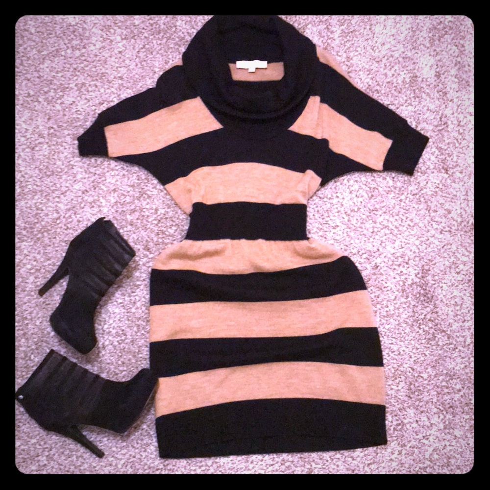 Black and Tan knit dress
